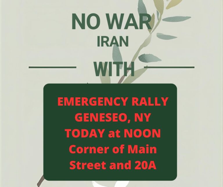 Emergency Antiwar Protest in Geneseo at 12:00 Noon **TODAY**