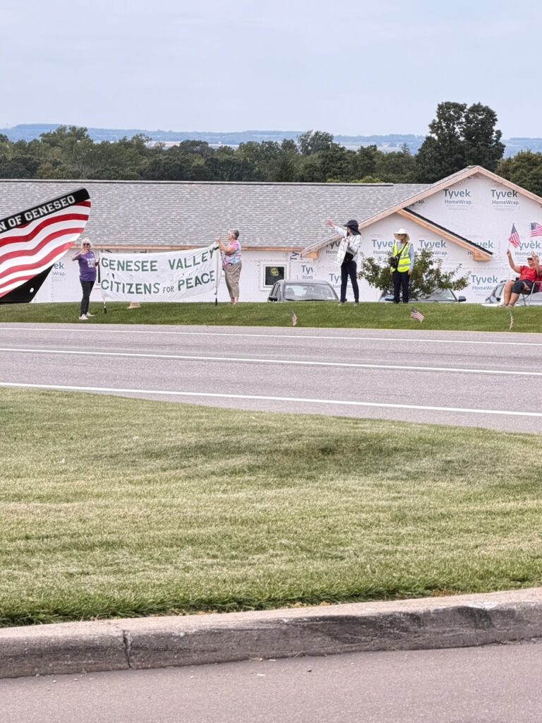 Genesee Valley Citizens for Peace rally with American flags