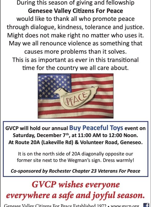 Peaceful Toys Rally on Saturday, 12/7/2024 11:00 AM